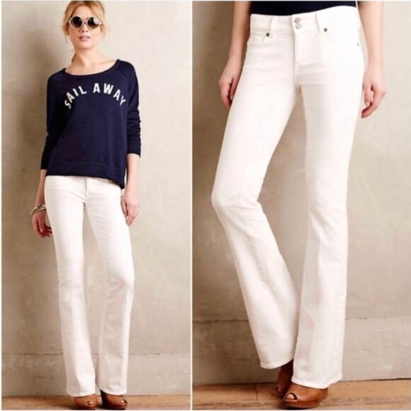 Paige Hidden Hills Straight Jeans Women's 26 White Denim Stretch Zip Fly Hipster - Picture 1 of 8